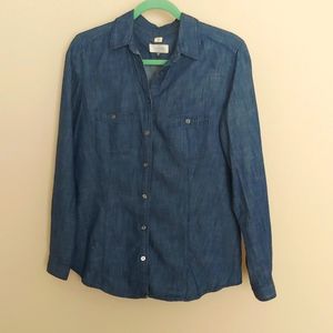 Loft Chambray The Softened Shirt Button Down Size M